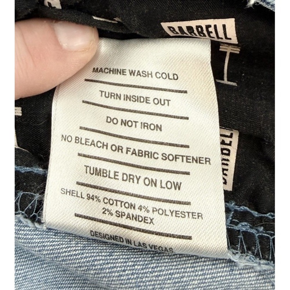 Barbell Apparel Jeans Mens 38 Blue Athletic Straight Fit Light Wash, FLAW - Picture 9 of 12